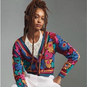 ✨ FARM RIO SUNNY DAISIES BLACK KNIT CARDIGAN ✨